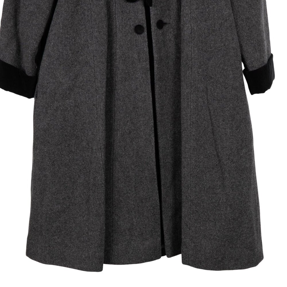 Copper Key VTG Gray Wool Coat 10 Girls Velvet Collar Insert Bows Classic Moldova - Picture 4 of 7